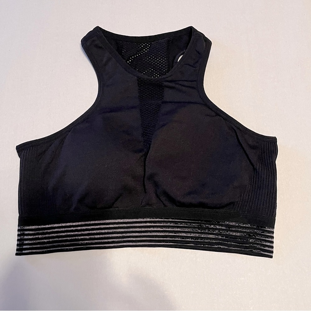 C&C California Womens Size Large Black Sports Bra Nylon Spandex Athletic Workout